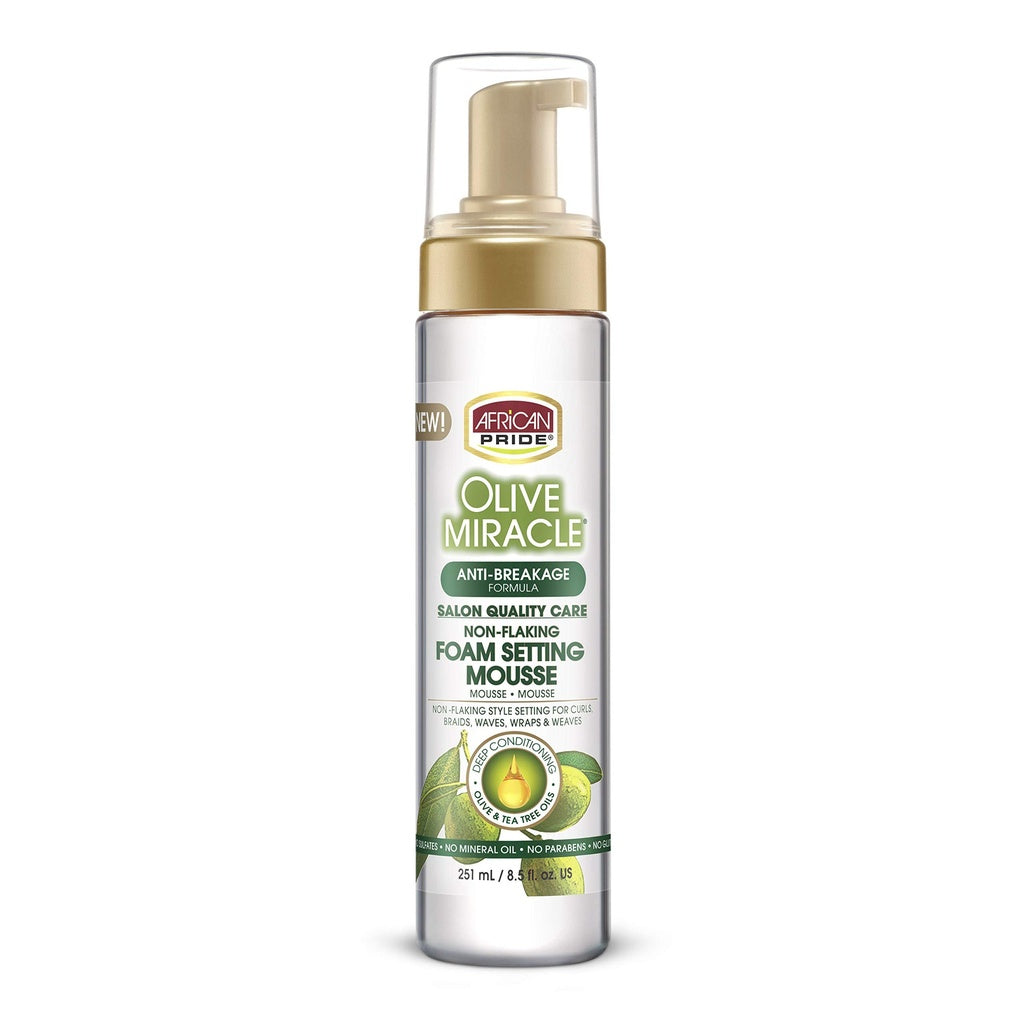 African Pride Olive Miracle Non-Flaking Foam Setting Mousse 8oz
