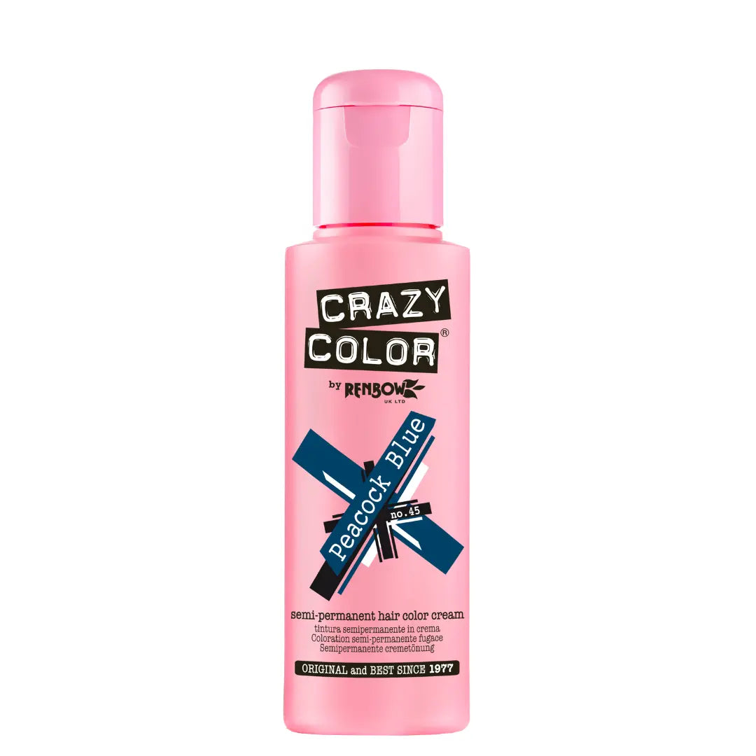 CRAZY COLOR Semi-Permanent Tönung n°45 PEACOCK BLUE 100ML