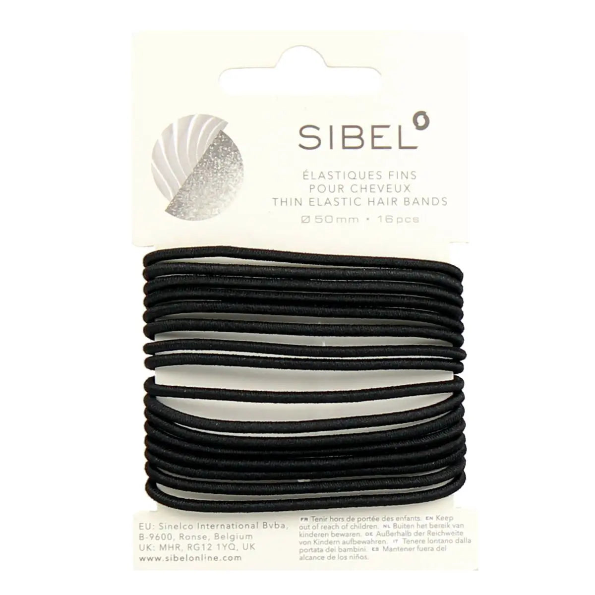 SIBEL ELASTIC THIN HAIR BANDS BLACK 16STK